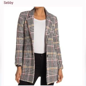 Sebby Collection Glen Plaid Herringbone Coat NWT Small